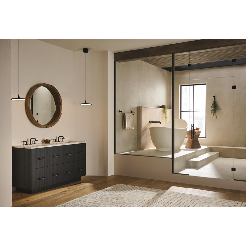 Litze® Widespread Lavatory Faucet With High Spout, Matte Black, Notch Lever Handle, 1.5 GPM