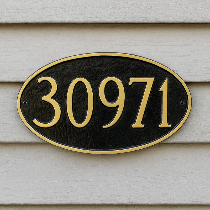 Plaque d’adresse murale sur 1 ligne Petite, Chocolat / argent, Oui
