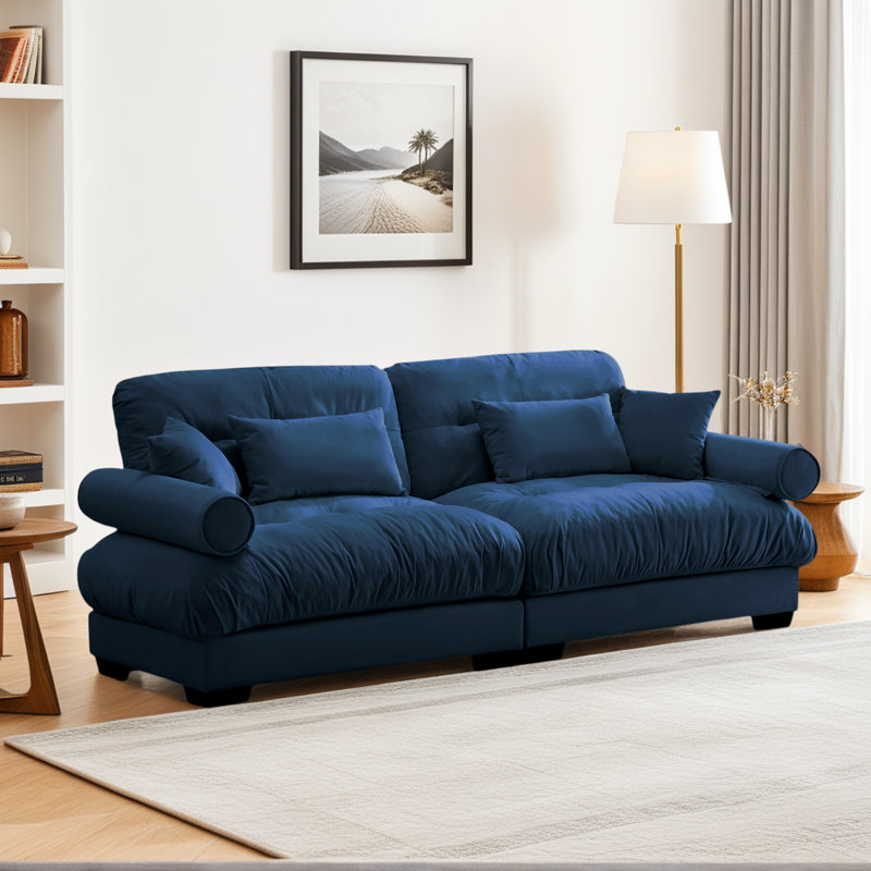 Canapé modulaire à 2 places avec 4 coussins Blue Velvet