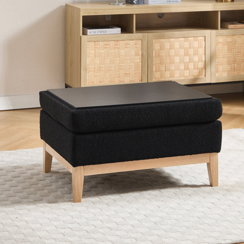 Repose-pieds avec rangement l 33,85 po, Naturel, Noir, noir, noir, noir