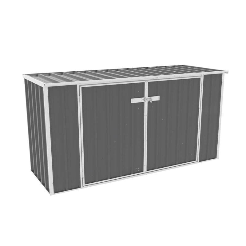 Absco Utility 7’6” W x 2’8” D Metal Galvanized Steel Garbage Can Storage Shed Woodland Gray, Woodland Gray