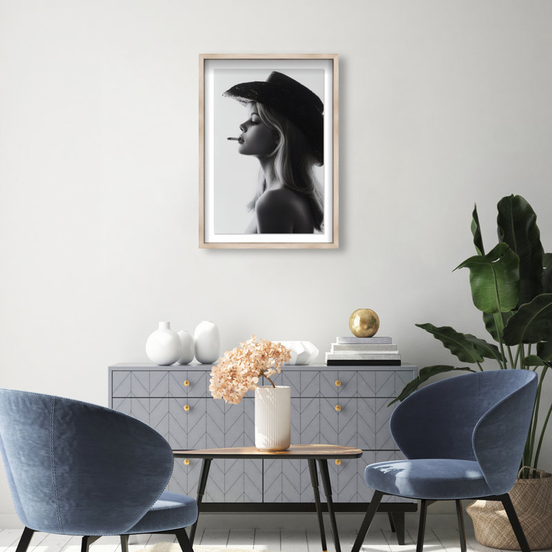 Desert Cowgirl Shadowbox Fashion Print by Oliver Gal, Black Frame, 10 x 15, 21.5"H x 31.5"W, Natural Oak Shadowbox