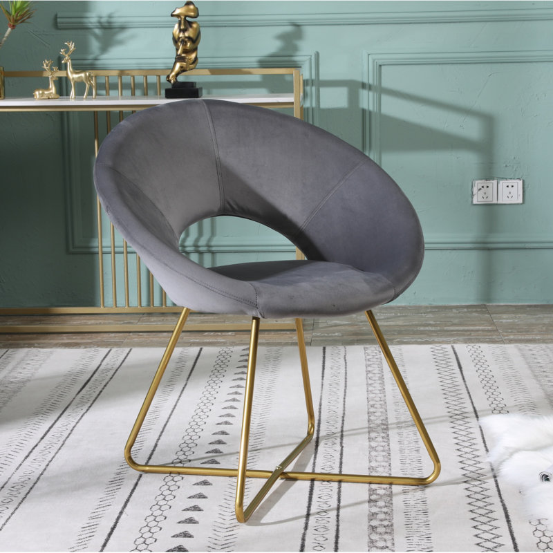 Fauteuil d'appoint rembourré en velours soyeux Slatina, Gris