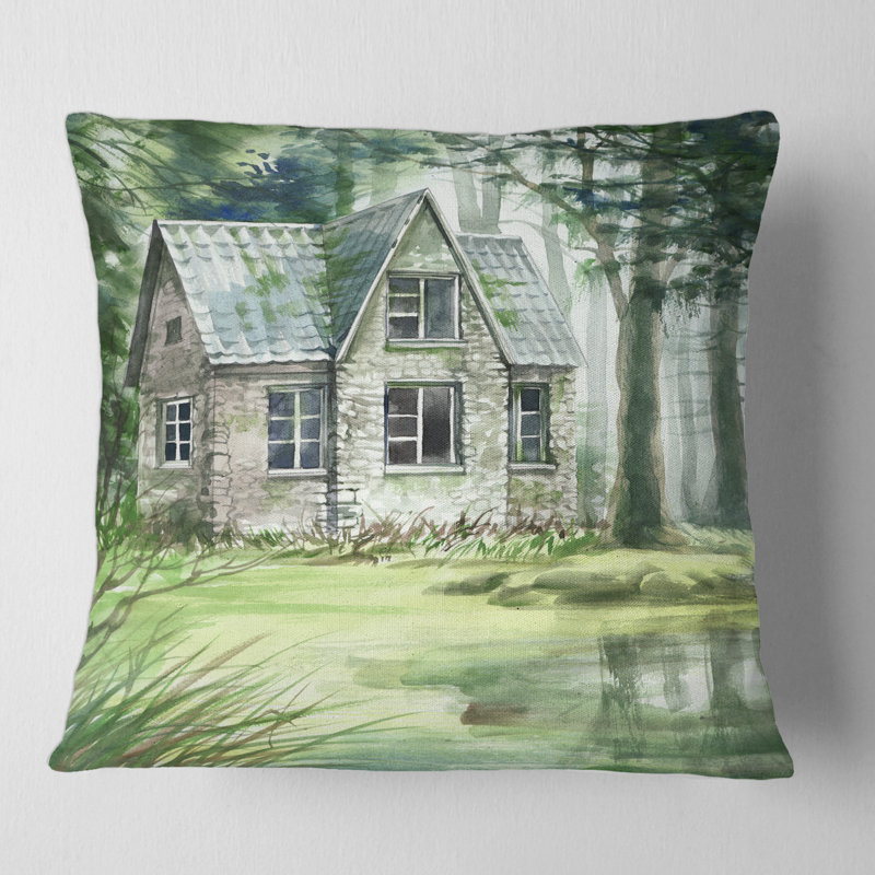 Housse et housse de coussin Haunted House in the Pine Forest, 16" x 16"