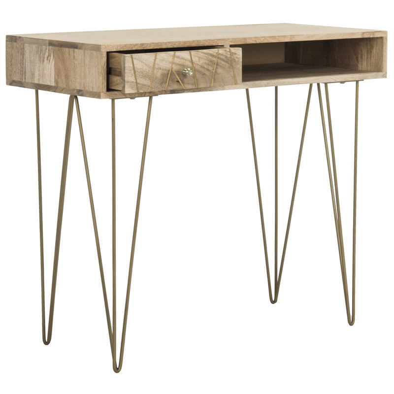 Bureau en bois massif Resch, Naturel