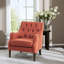 Siège transitionnel à boutons, coussin amovible, chaise de salon au fini bois foncé, accoudoirs ronds, pieds solides, coussin en mousse