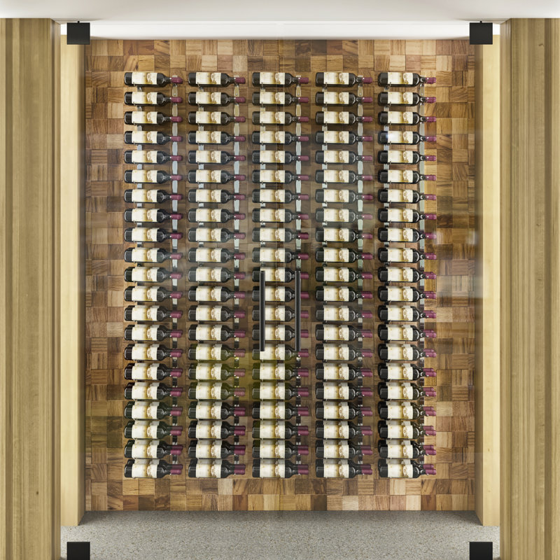 Ensemble de porte-bouteilles mural en métal nickel brossé Indurial, Nickel brossé, 84"H x 13"W x 8.5"D
