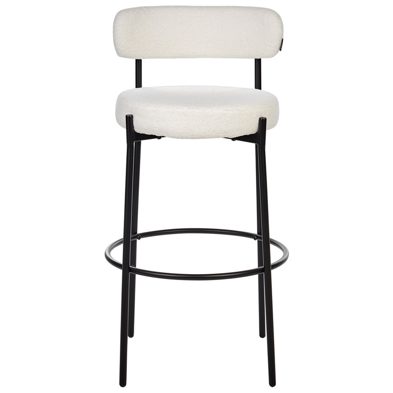 Rodin Upholstered Counter Stool with Metal Frame, White