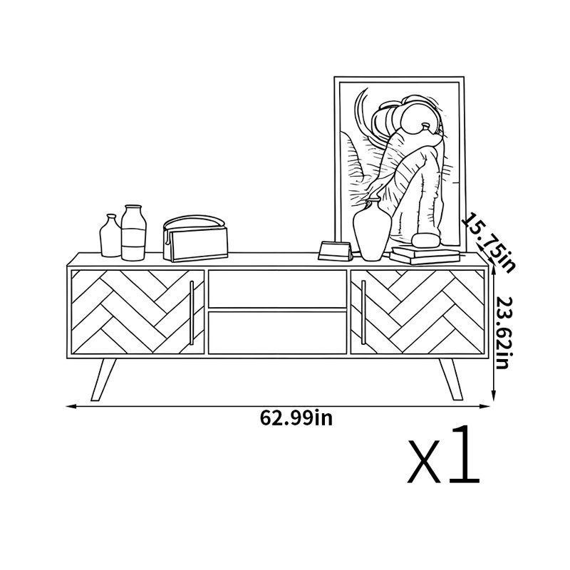 Nordic retro style TV stand, 62.99"