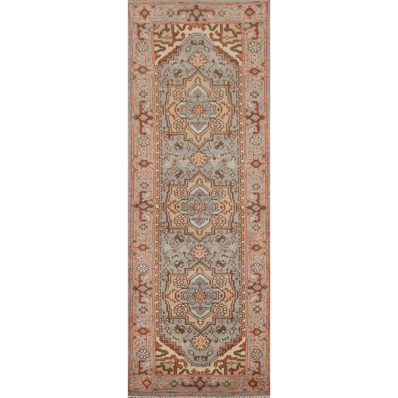 Grey Traditional  Oriental Runner Rug 3x8