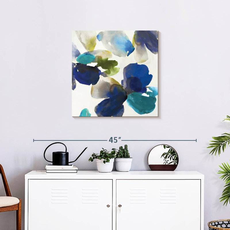Harnek velours bleu abstrait II, H 24 po x l 24 po
