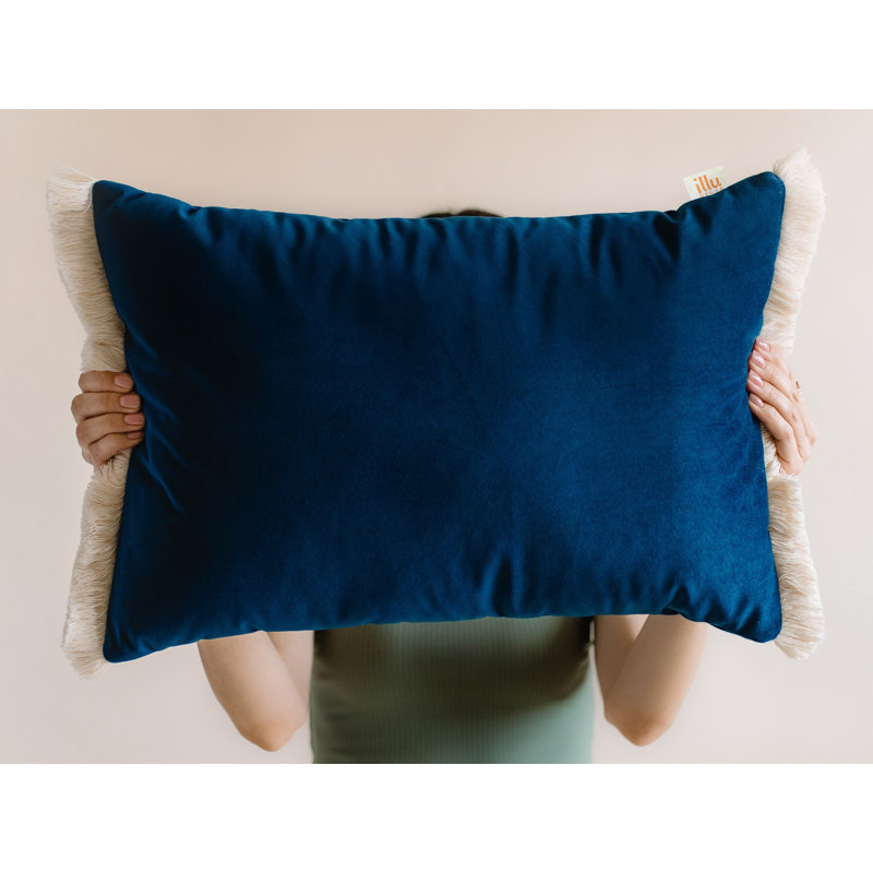 Velvet Dreamscape Rectangular Lumbar Cushion, Navy/Deep Blue