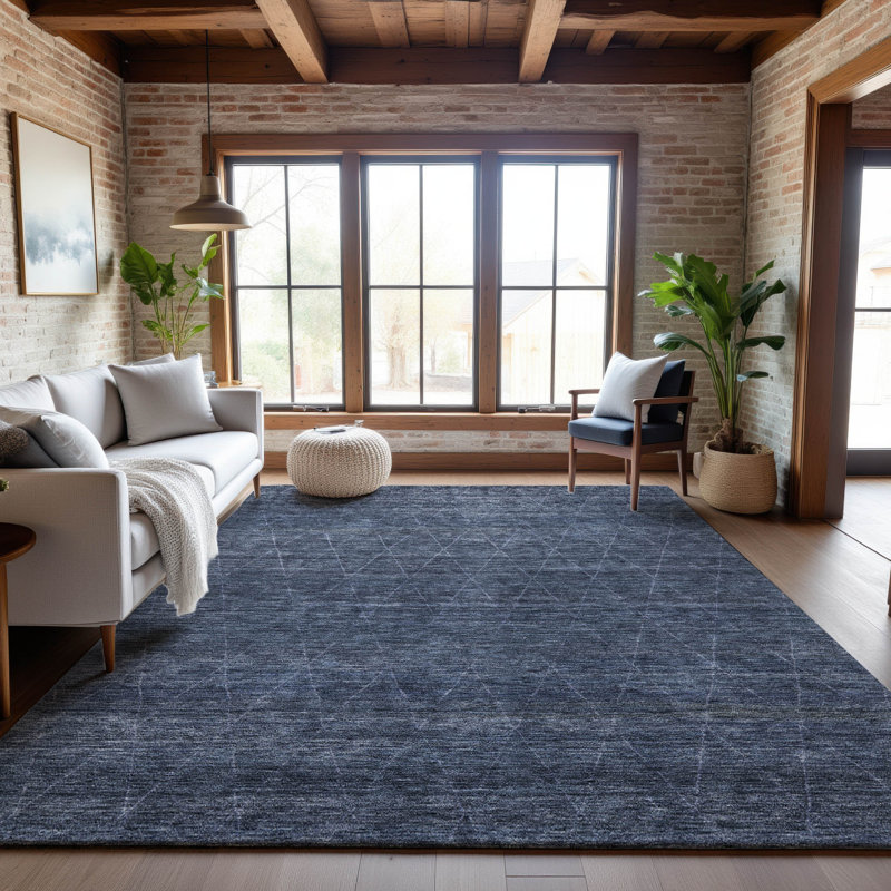 Tapis géométrique de qualité supérieure lavable à la machine Gurubaksh AMF1165, Rectangle 5 pi x 7 pi 6 po