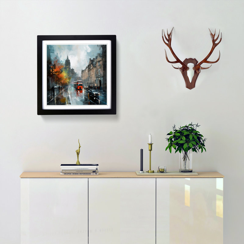 City Of Edinburgh Impressionism No.1 - Single Picture Frame Print on Wood, Black