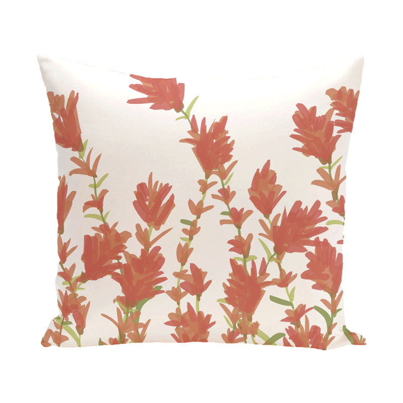 Botanical Blooms Floral Reversible Throw Pillow, 18" H x 18" W, Coral