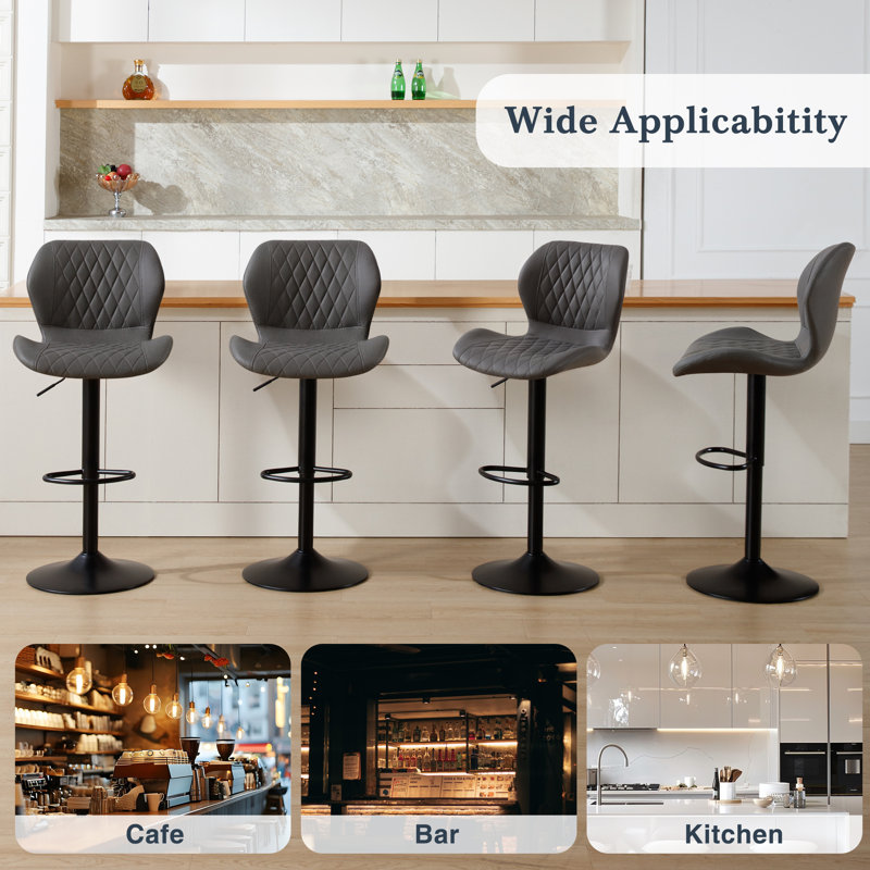 Tabouret de bar pivotant à hauteur réglable, 4, Gris foncé