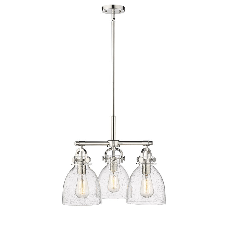 Luminaire suspendu sur tige 7 lumières Sloatsburg, Bullé, Nickel poli