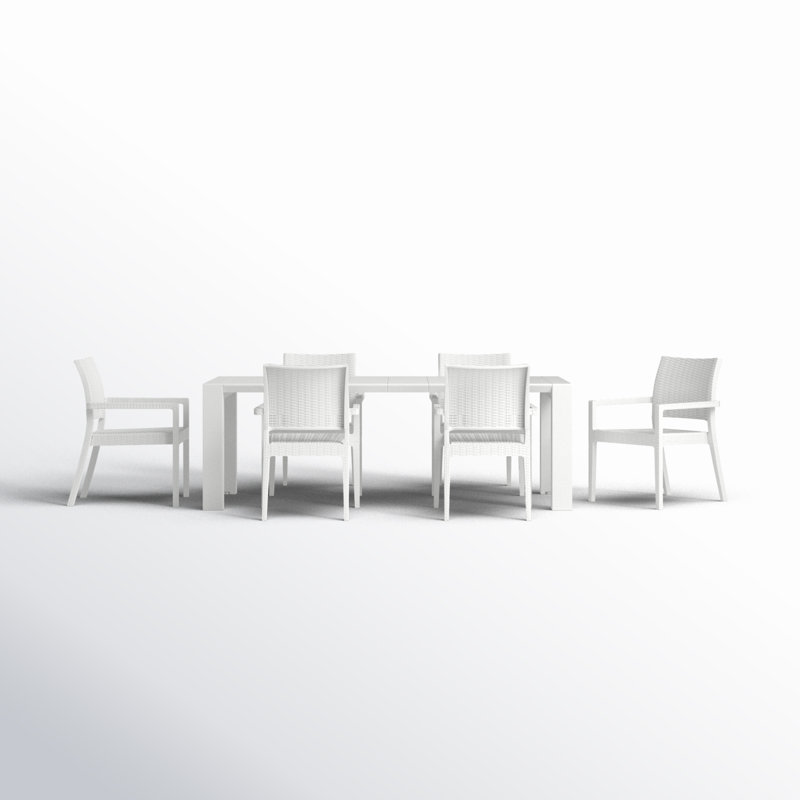 Ensemble de salle à manger rectangulaire pour 6 personnes 70 po Travonta Asira, Blanc