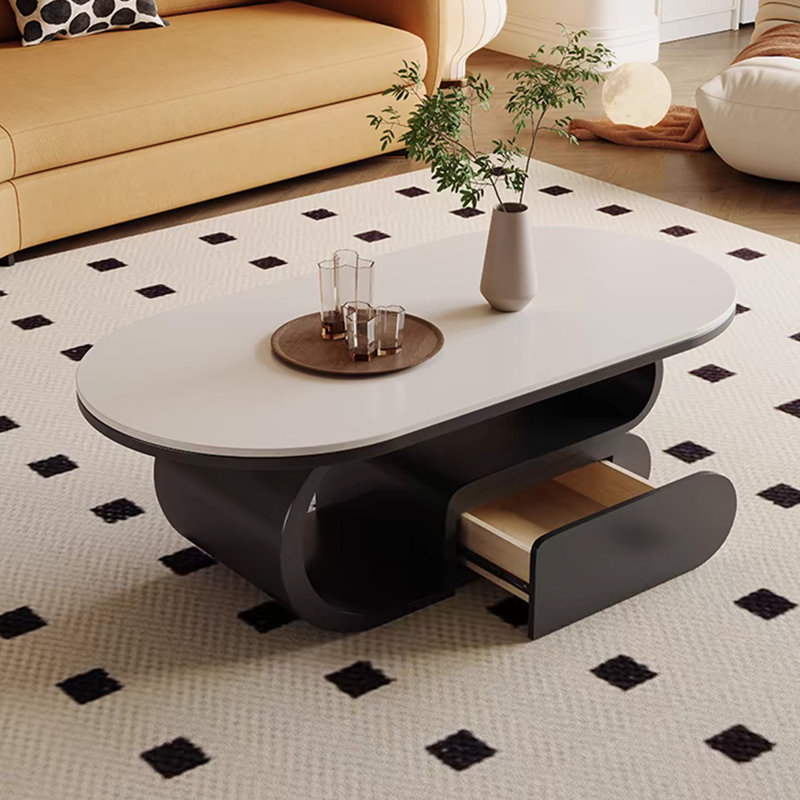 Table basse légère et luxueuse, Blanc, Noir
