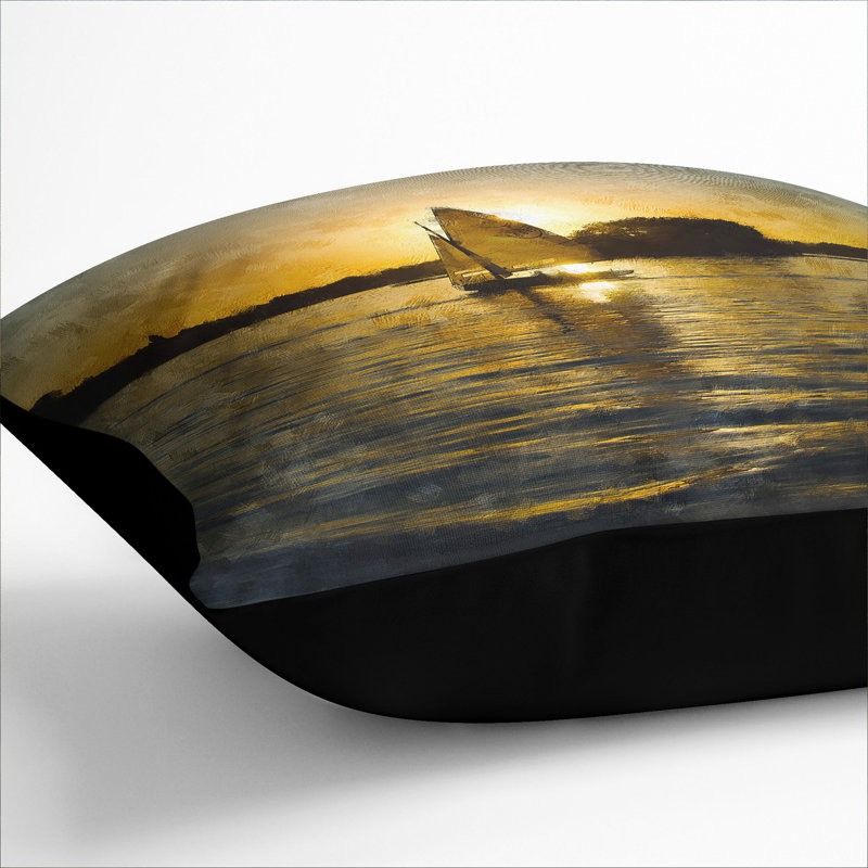 Sailboats on the Lake Painting Scatter Cushion, 40cm H x 40cm W x 15cm D, Black