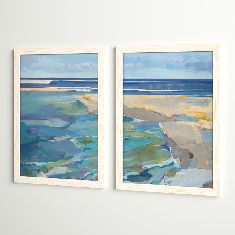 Breakwater - Ensemble de 2 reproductions d'art sur toile encadrées, Cadre blanc, H 44 po x l 31 po x P 1 po