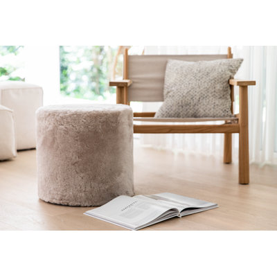  Furniture Tall Ottoman Shearling Round Oatmeal