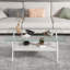 Ensemble de tables basses rectangulaires 3 pièces modernes avec dessus en verre trempé et tablette de rangement, structure en fer noir, verre transparent