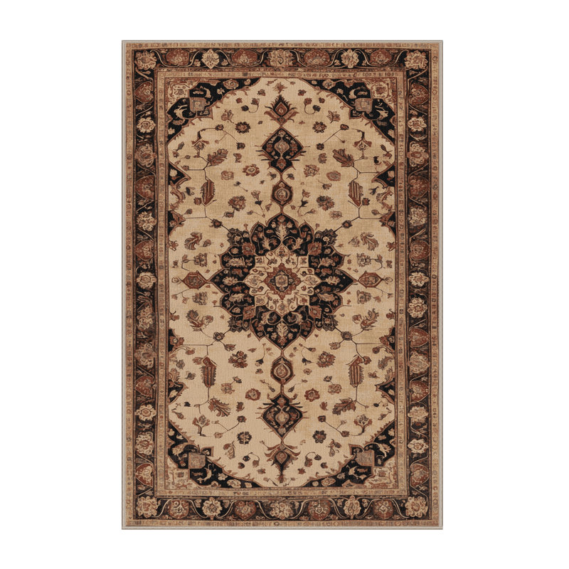 Tapis brun lavable à la machine, Rectangle de 5 pi x 8 pi