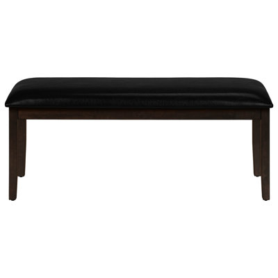 Banc noir rembourré de 48 po avec structure en bois massif brun robuste