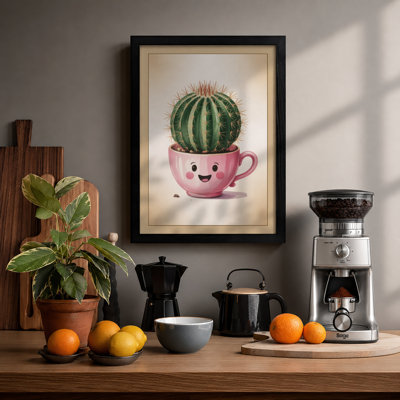 Smiling Cactus Companion Botanical - Framed Print