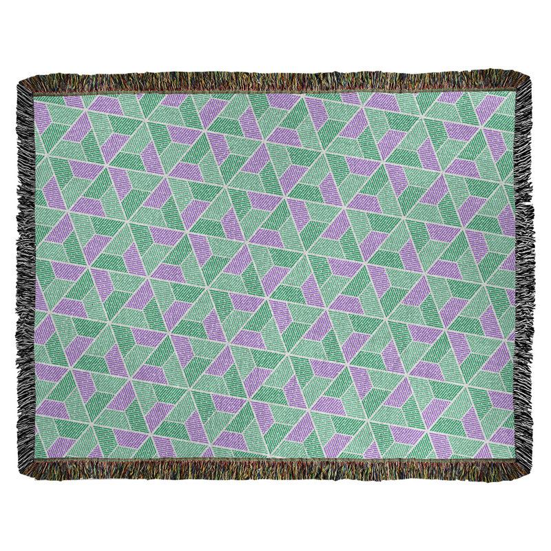 Couverture tissée Katelyn Elizabeth Trapezoids, l 60 po x L 80 po, Vert / Mauve