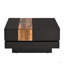 Table basse carrée 31,4 po x 31,4 po avec plateau coulissant, table centrale ultrabrillante avec compartiment de rangement dissimulé, table à cocktail extensible avec finition grain pour le salon