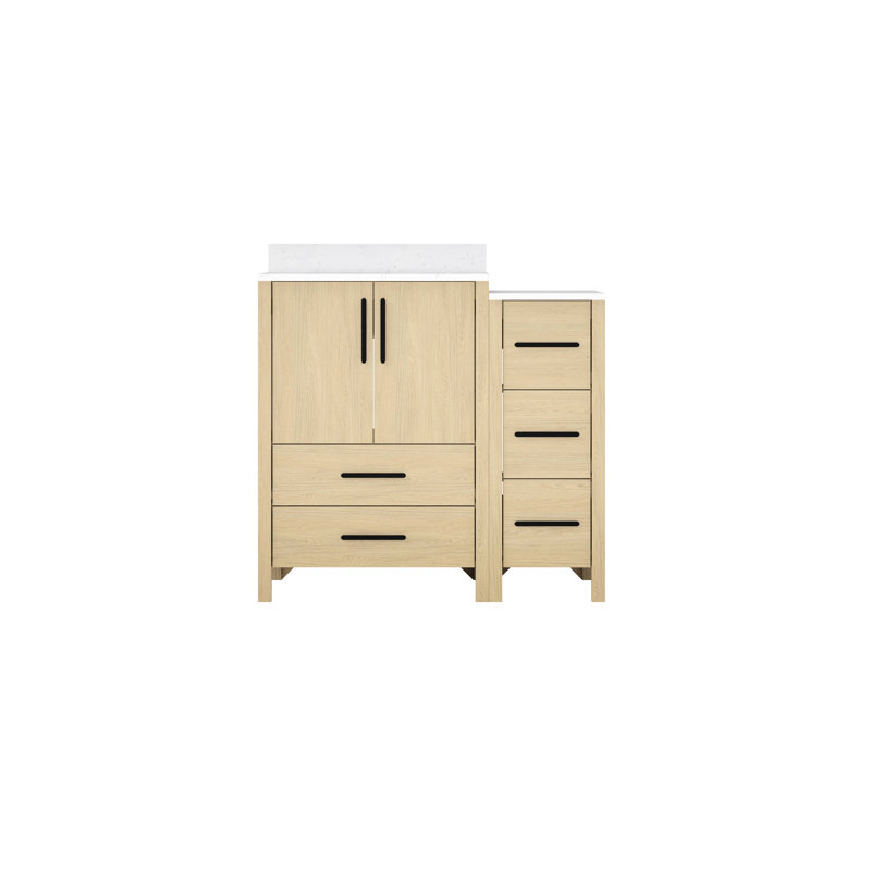 Meuble-lavabo simple lavabo, 91,4 cm de largeur, 55,9 cm de profondeur, 86,4 cm de hauteur, comptoir blanc, panneau plaqué, système combinable, charnières de tiroir à fermeture amortie, pièces d'assemblage transparentes.