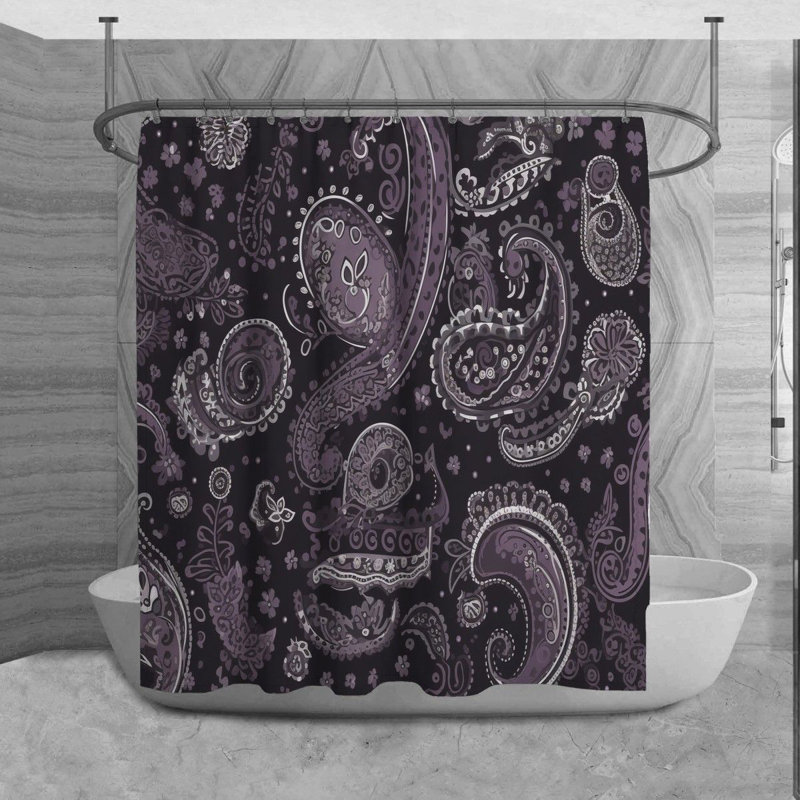 Rideau de douche à motif cachemire Jurie, H 73 po x l 70 po
