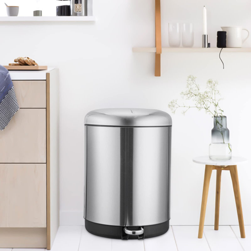 Steel Step On Kitchen Trash Can - 8 Gallons