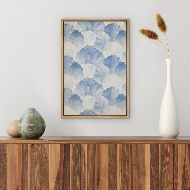 «Light Blue Leaves», reproduction d'art sur toile encadrée, Naturel, H 24 po x l 16 po