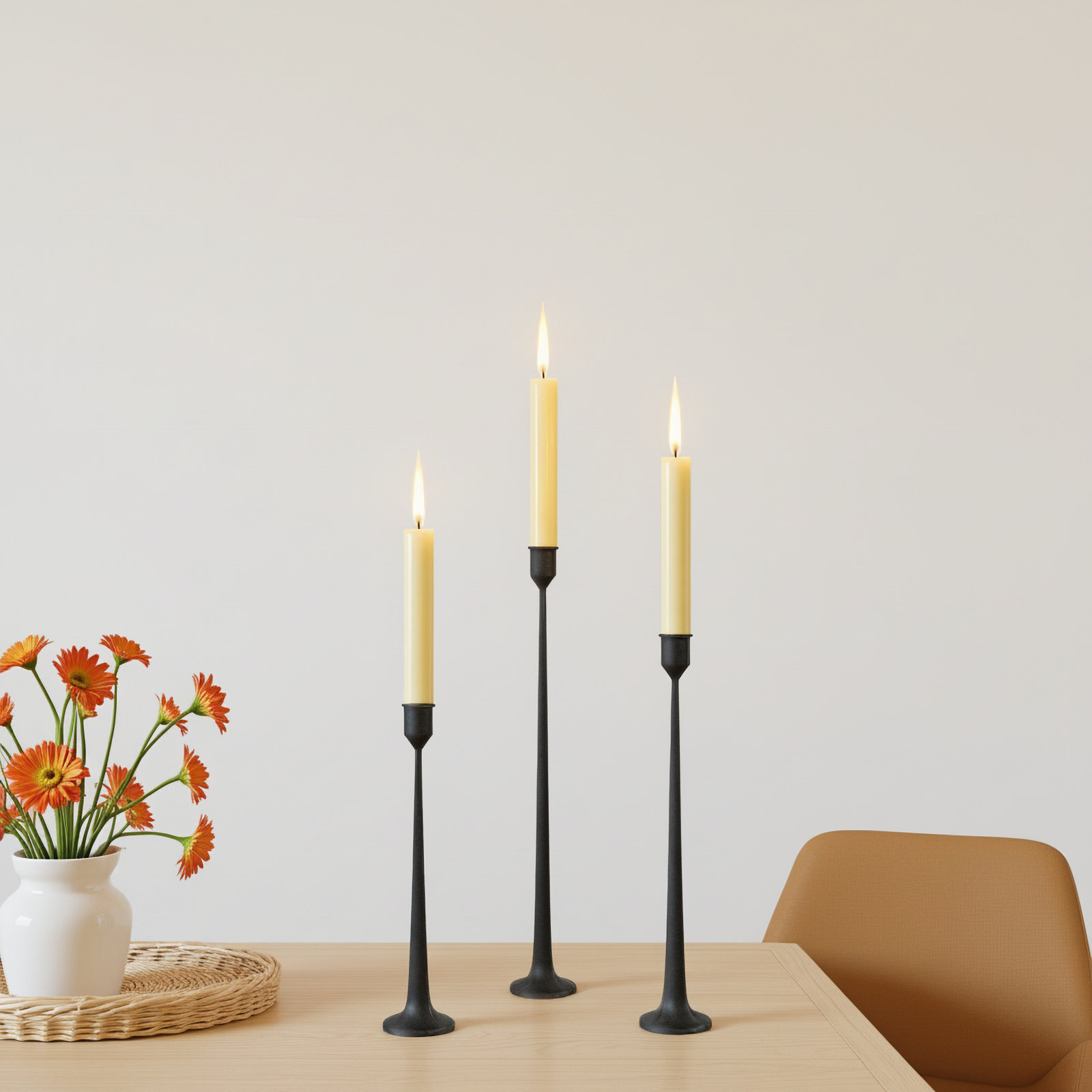 Salah 3 Piece Iron Tabletop Candlestick Set