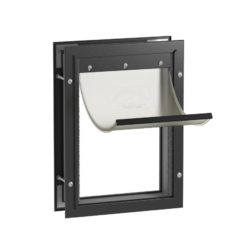 Medium Black Aluminum Pet Door with Locking Panel