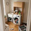 Armoire laveuse à 2 portes avec rangement supérieur - autoportante
