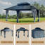 Pavillon de jardin 10 pi x 12 pi avec toit double en acier galvanisé, structure en aluminium robuste, rideaux et filet pour patio, pelouse et jardin 