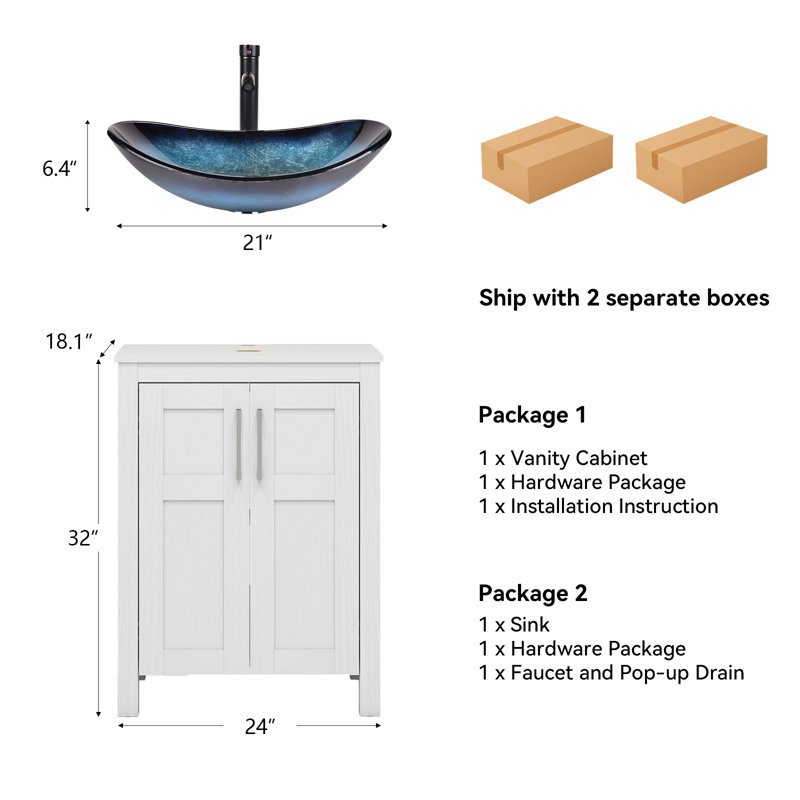 Ensemble de meuble-lavabo simple 24 po Nickros, Bleu