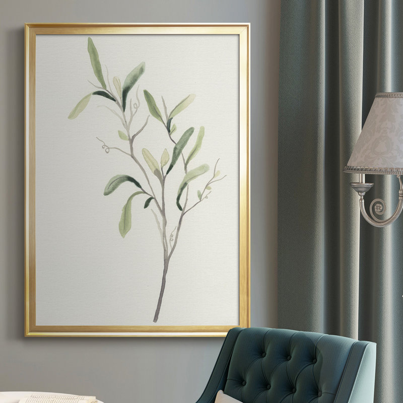 Toile encadrée de qualité supérieure «Spindle Sprig III» - prête à être accrochée, H 42,5 po x l 30,5 po x P 1 po, Cadre doré