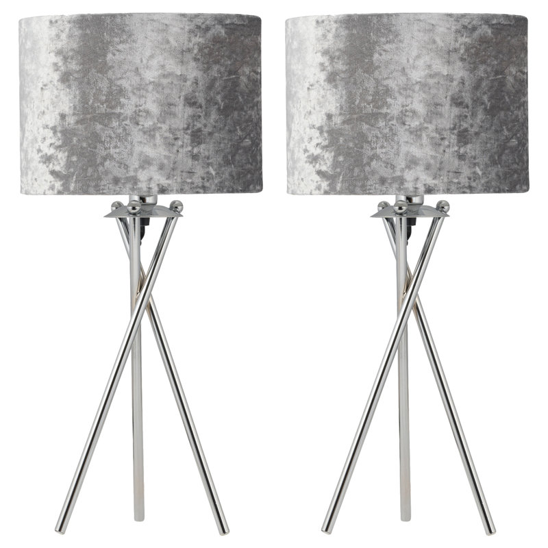 Taylorsville 52Cm Polished Chrome Tripod Table Lamp Set
