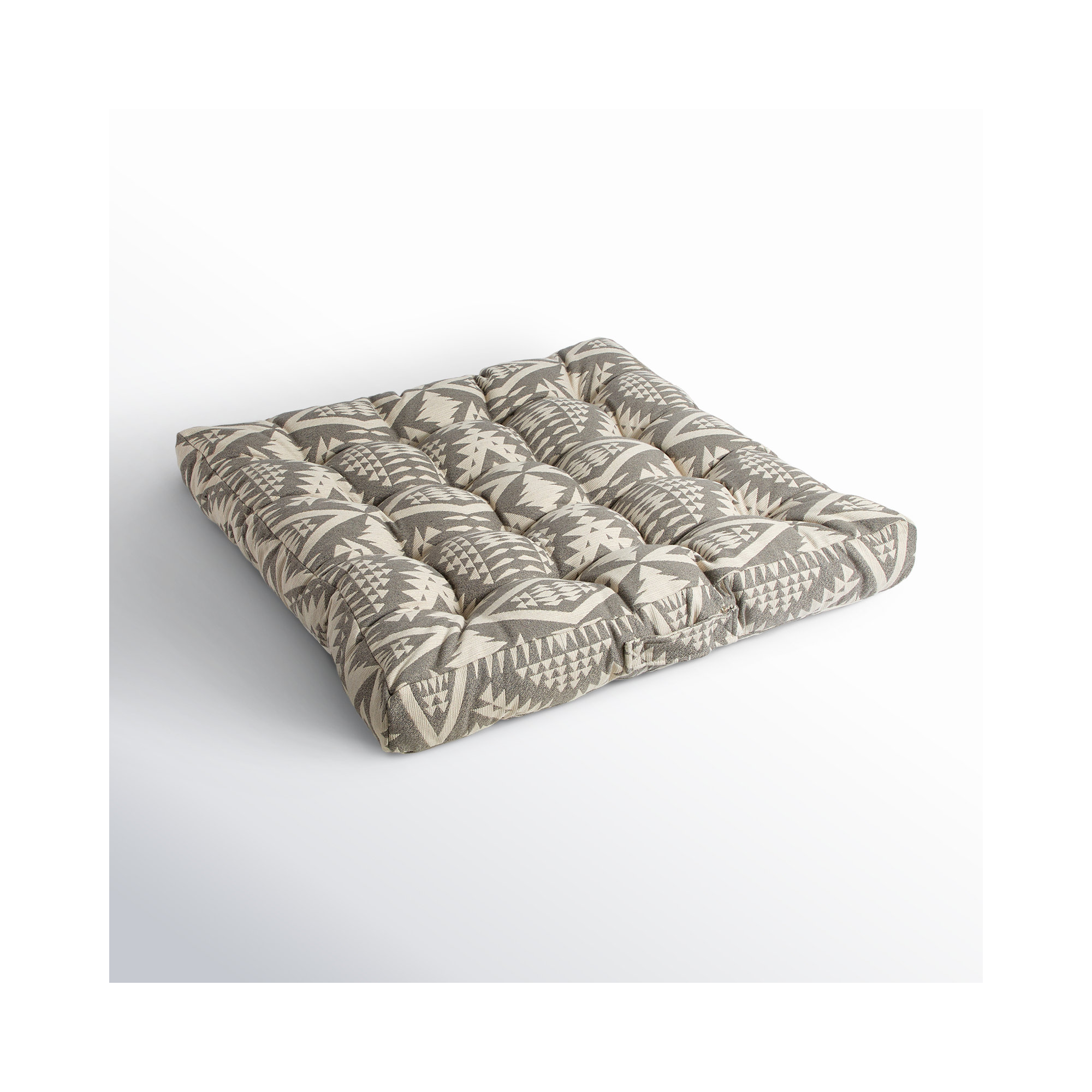 Sunbrella Outdoor Geometric Tufted Floor Pillow Single, Gray/Tan Geometic Shapes