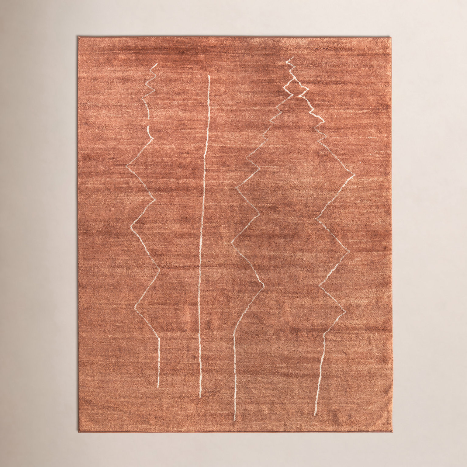 Orange Modern Hand-Knotted Abstract Rug, Rectangle 5'6" x 8'6"