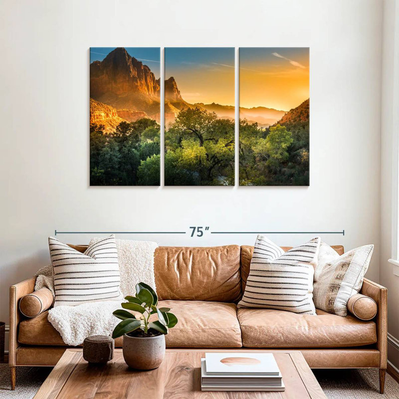 Coucher de soleil sur le parc national Harnek Zion, H 36 po x l 57 po