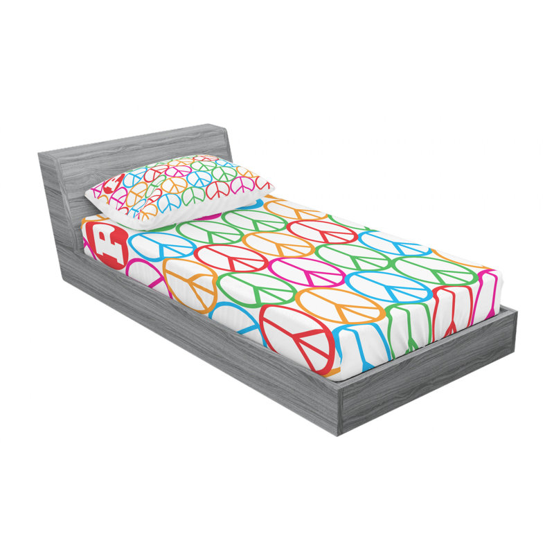 Microfiber Geometric Sheet Set, Twin Sheet Set with Fitted Sheet