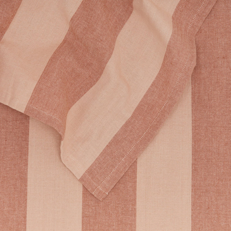 Essential Rectangle Striped Cotton Tablecloth, Blush/Terracotta