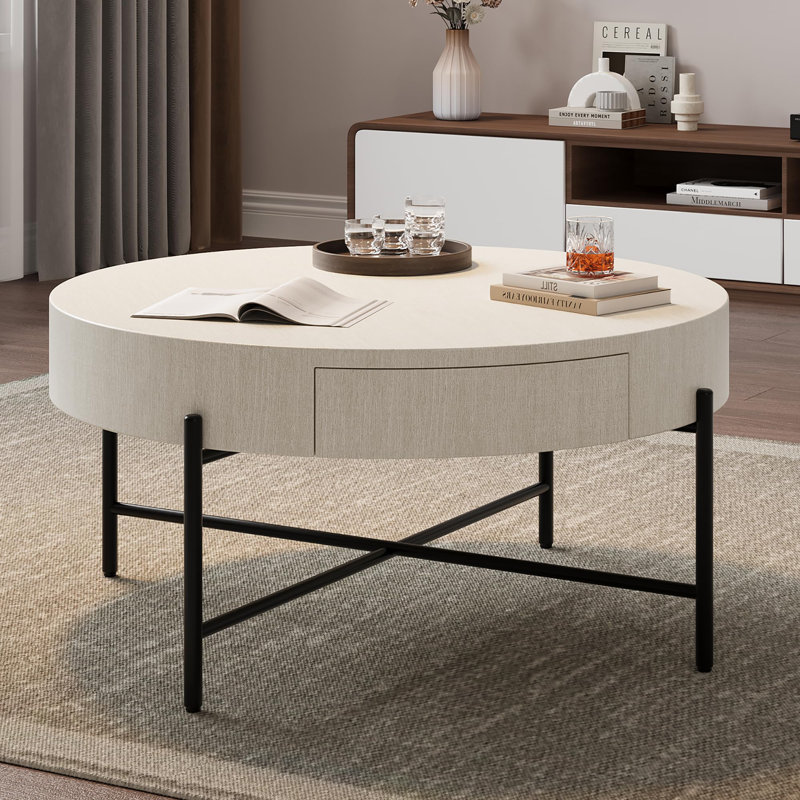 Table basse ronde avec tiroirs Table basse Farmhouse