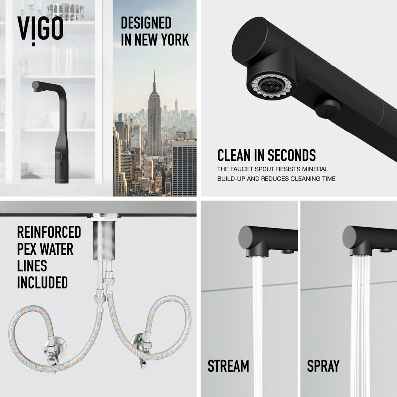 Jewel Touchless Sensor 15 in. Single Handle Pull-Out Kitchen Faucet, Matte Black